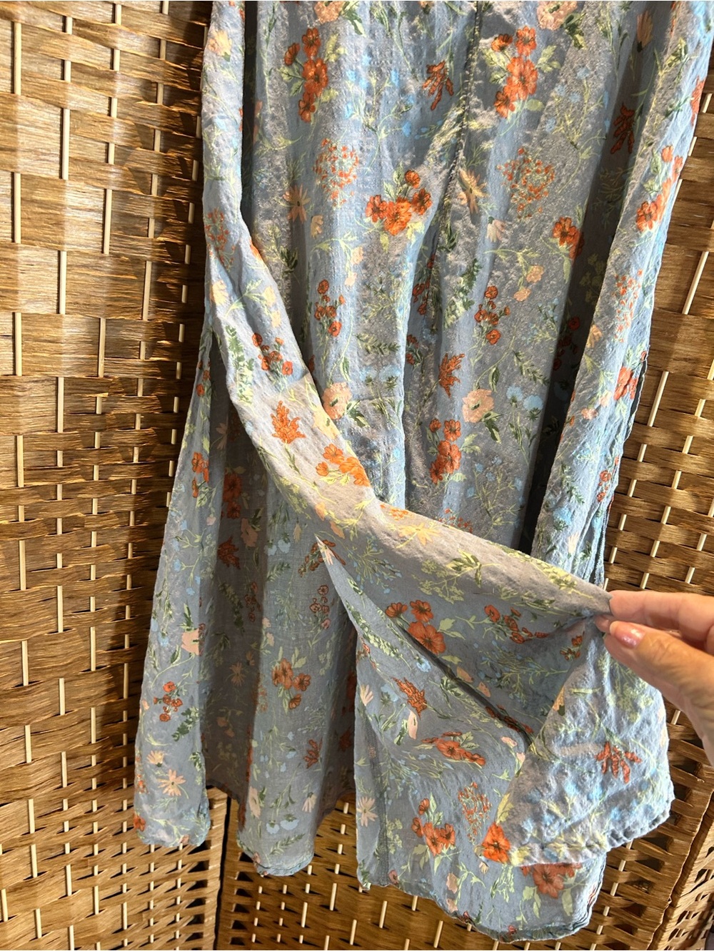 Blue Floral Double Side Slit Boho Midi Skirt Natural Life Medium - Picture 5 of 6